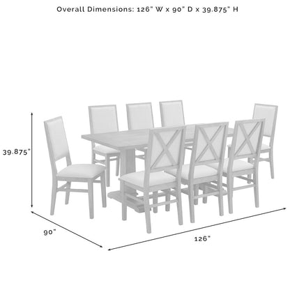 Joanna 9-Piece Dining Table Set For 8 - Table & 8 Upholstered Back Chairs
