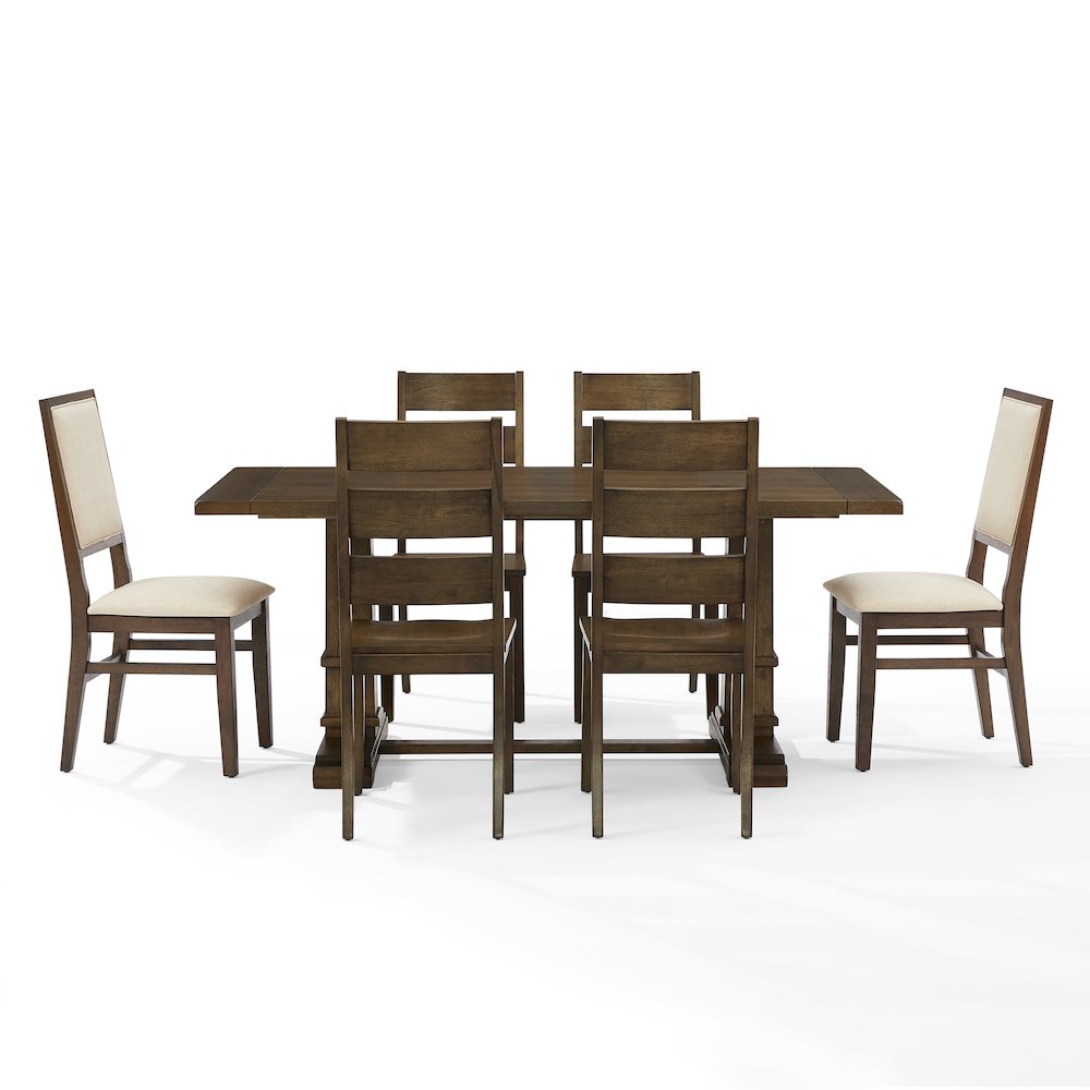 7-Piece Dining Table Set For 6, Table, 4 Ladder-Back Chairs, 2 Back Chairs