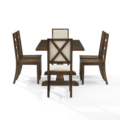7-Piece Dining Table Set For 6, Table, 4 Ladder-Back Chairs, 2 Back Chairs