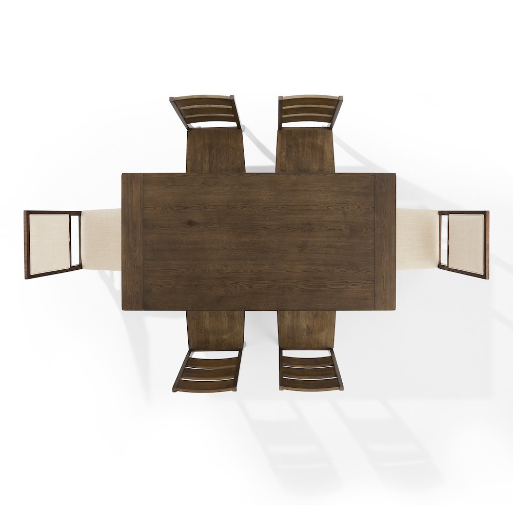7-Piece Dining Table Set For 6, Table, 4 Ladder-Back Chairs, 2 Back Chairs