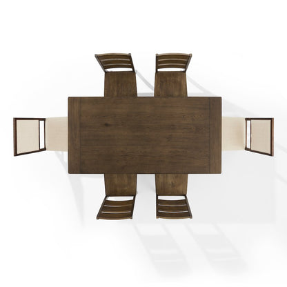 7-Piece Dining Table Set For 6, Table, 4 Ladder-Back Chairs, 2 Back Chairs