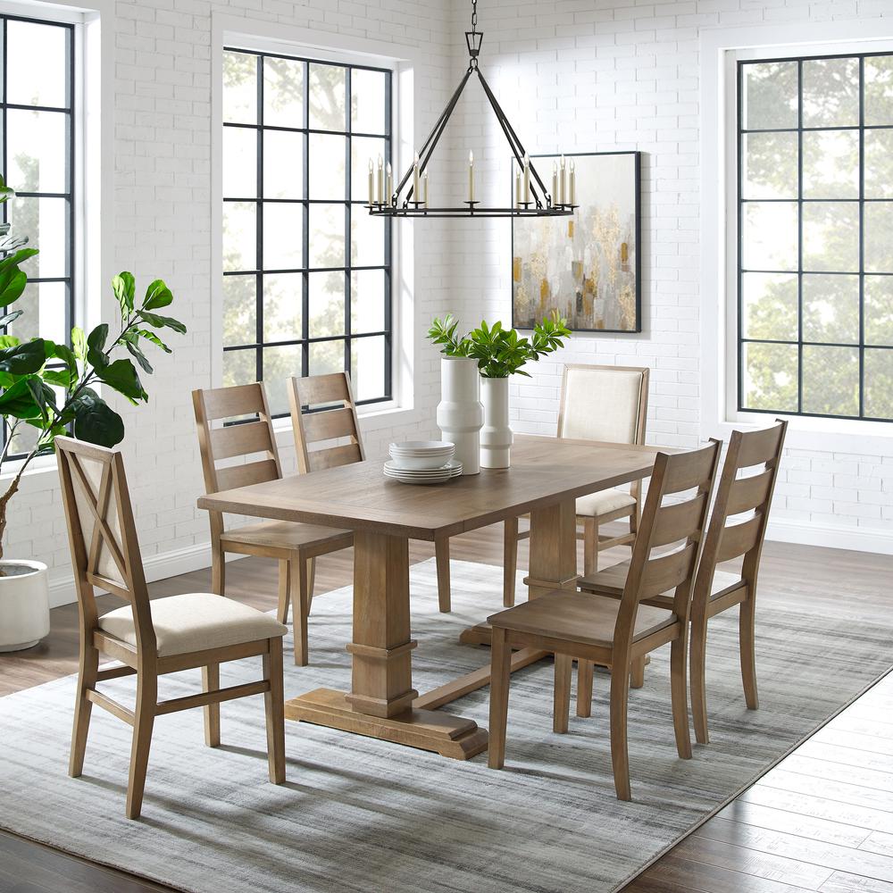 Joanna 7-Piece Dining Table Set For 6, Table, 4 Ladder-Back Chairs, 2 Chairs