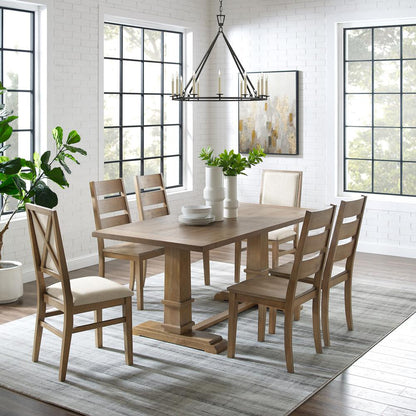 Joanna 7-Piece Dining Table Set For 6, Table, 4 Ladder-Back Chairs, 2 Chairs