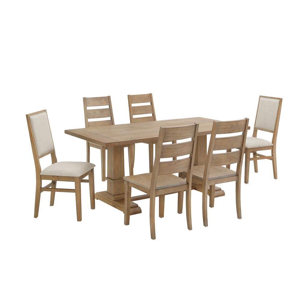 Joanna 7-Piece Dining Table Set For 6, Table, 4 Ladder-Back Chairs, 2 Chairs