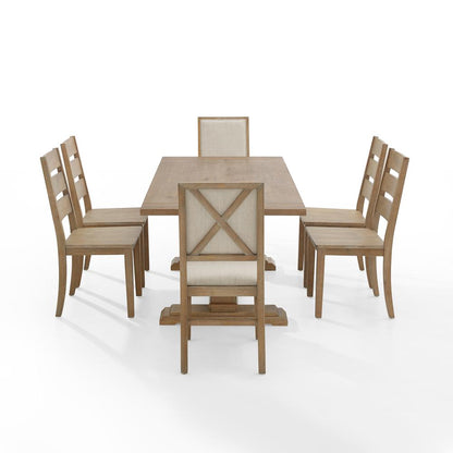 Joanna 7-Piece Dining Table Set For 6, Table, 4 Ladder-Back Chairs, 2 Chairs