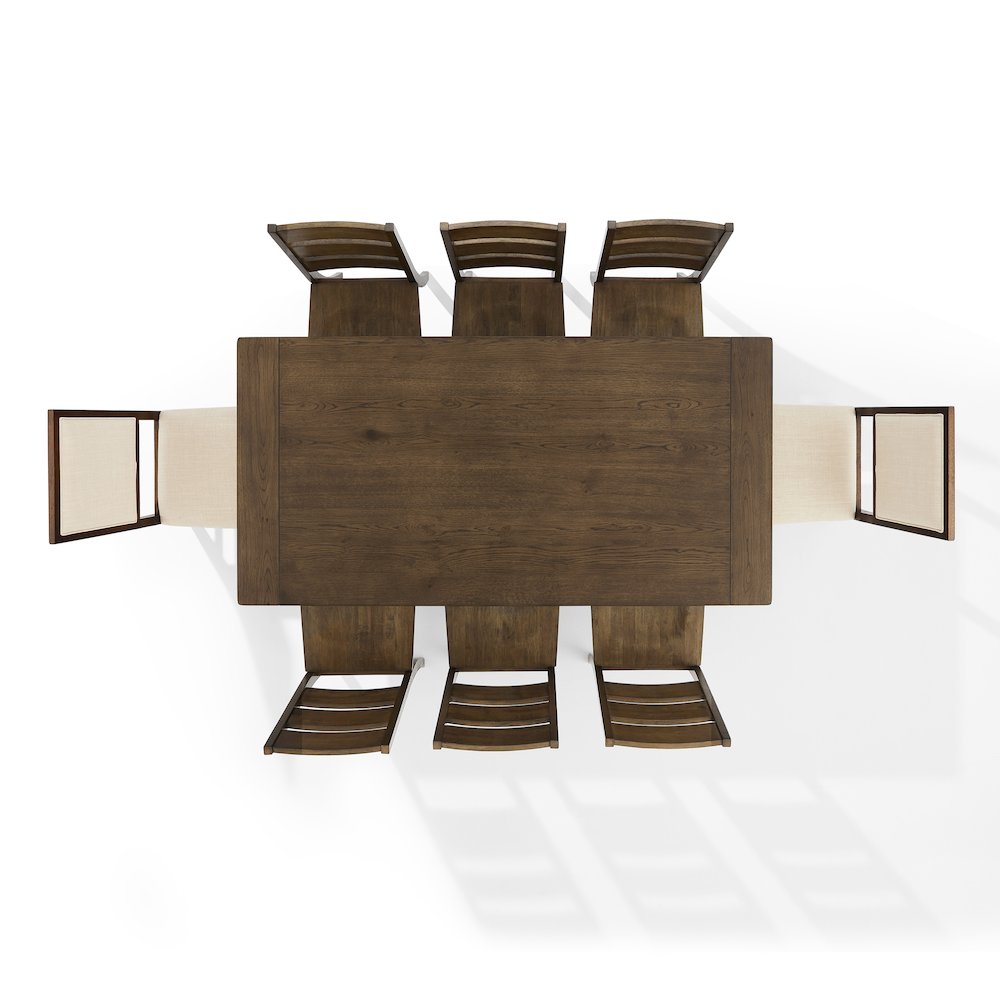 9-Piece Dining Table Set For 8, Table, 6 Ladder-Back Chairs, 2 Back Chairs