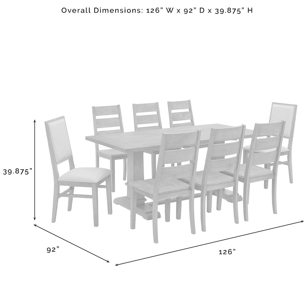 9-Piece Dining Table Set For 8, Table, 6 Ladder-Back Chairs, 2 Back Chairs