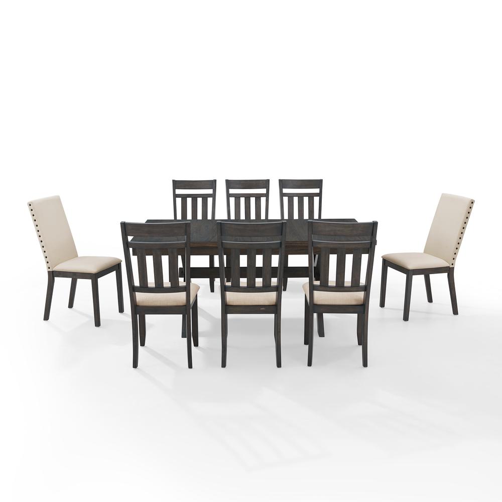 Hayden 9-Piece Dining Table Set For 8 - Table, 6 Slat Back Chairs, & 2 Chairs
