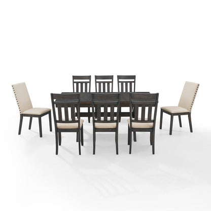 Hayden 9-Piece Dining Table Set For 8 - Table, 6 Slat Back Chairs, & 2 Chairs