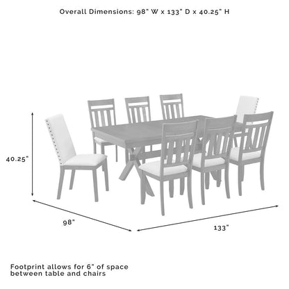Hayden 9-Piece Dining Table Set For 8 - Table, 6 Slat Back Chairs, & 2 Chairs