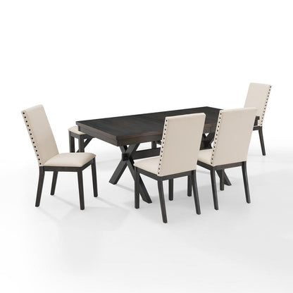 Hayden 6-Piece Dining Table Set For 7 - Table, Bench, & 4 Upholstered Chairs