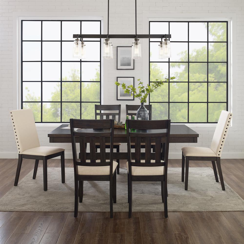 Hayden 7-Piece Dining Table Set For 6 - Table, 4 Slat Back Chairs, & 2 Chairs