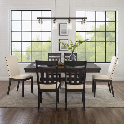 Hayden 7-Piece Dining Table Set For 6 - Table, 4 Slat Back Chairs, & 2 Chairs