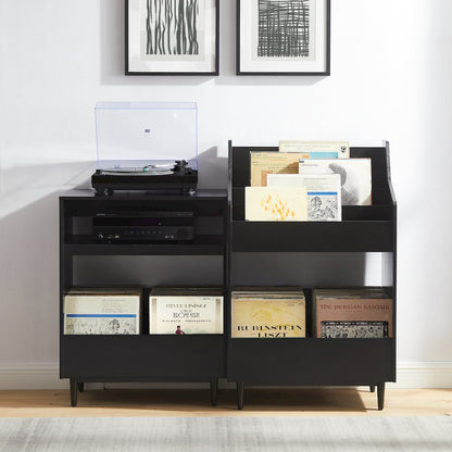 2-Piece Record Player Stand And Vinyl Storage Set