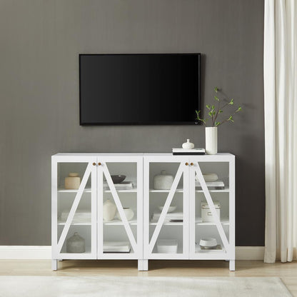 Cassai 2-Piece Media Sideboard Cabinet Set - 2 Storage Pantries