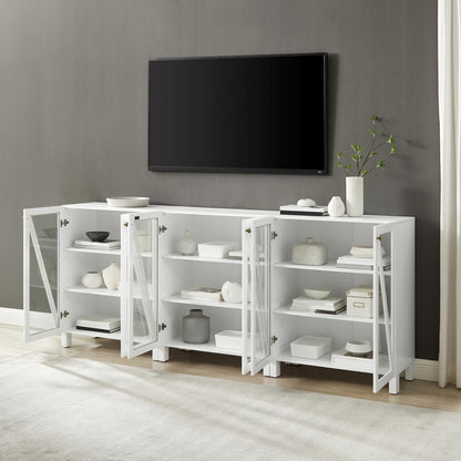 Cassai 3-Piece Media Sideboard Cabinet Set - 3 Storage Pantries
