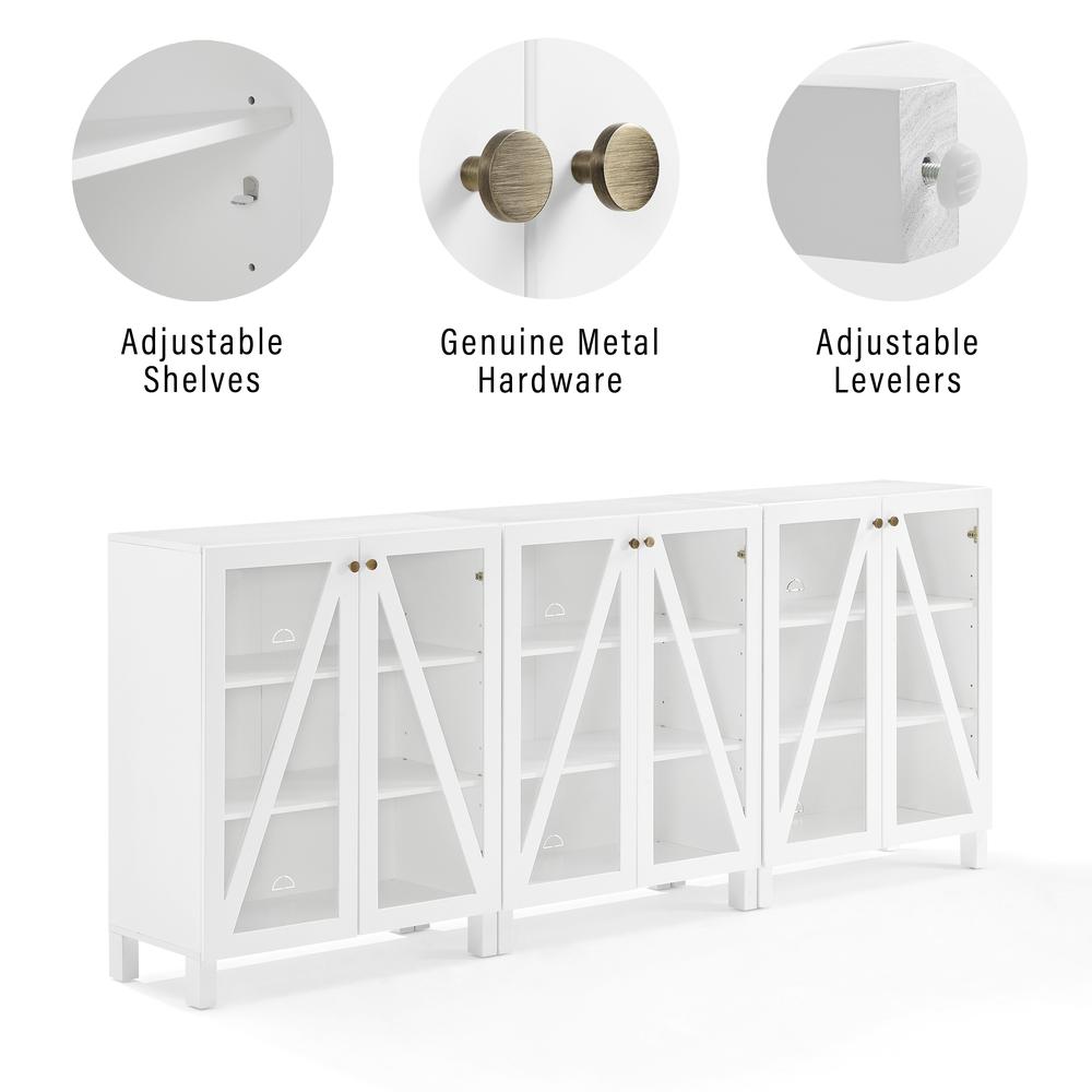 Cassai 3-Piece Media Sideboard Cabinet Set - 3 Storage Pantries