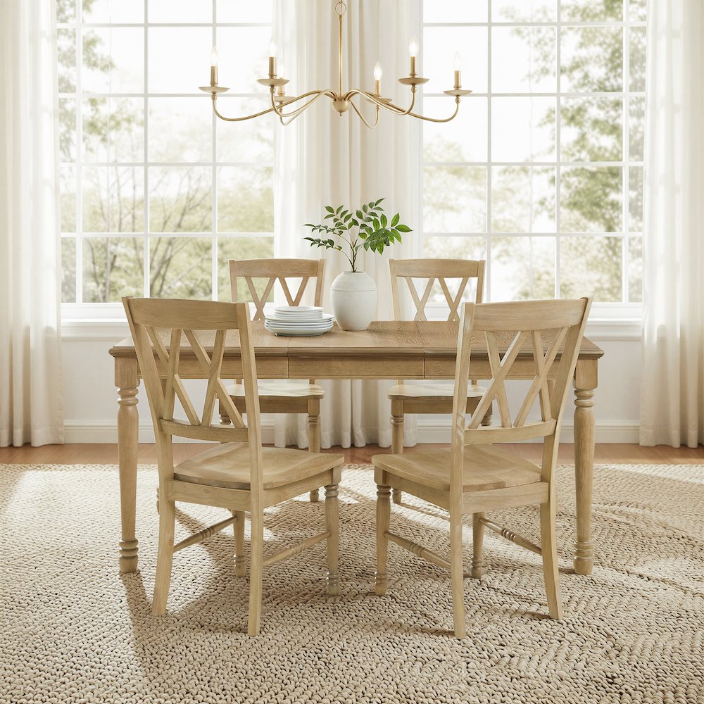 Shelby 5-Piece Dining Table Set For 4 White Oak - Table & 4 Chairs