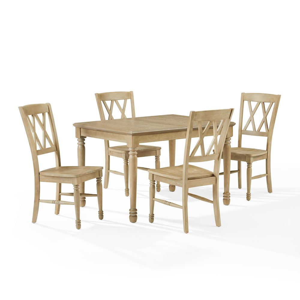 Shelby 5-Piece Dining Table Set For 4 White Oak - Table & 4 Chairs