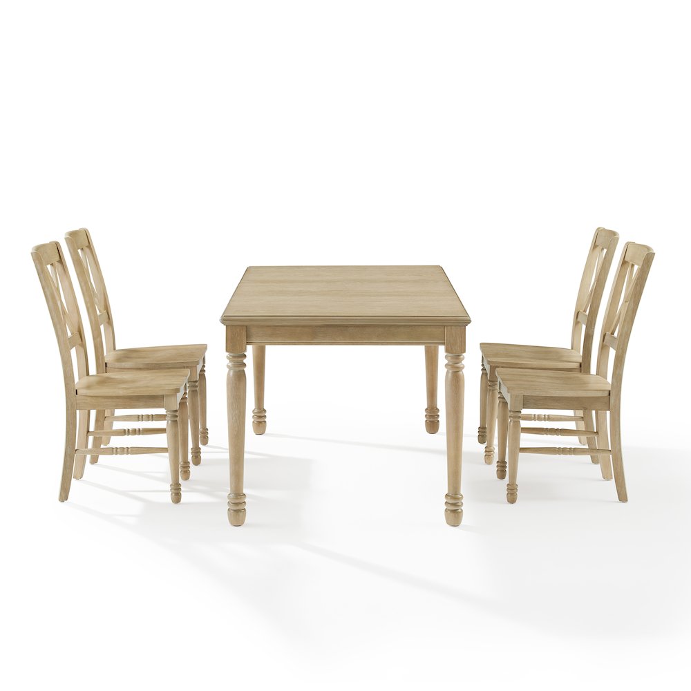Shelby 5-Piece Dining Table Set For 4 White Oak - Table & 4 Chairs