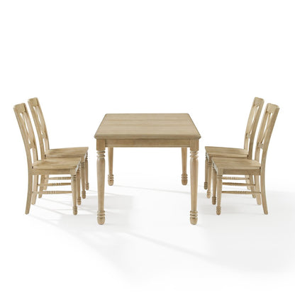 Shelby 5-Piece Dining Table Set For 4 White Oak - Table & 4 Chairs