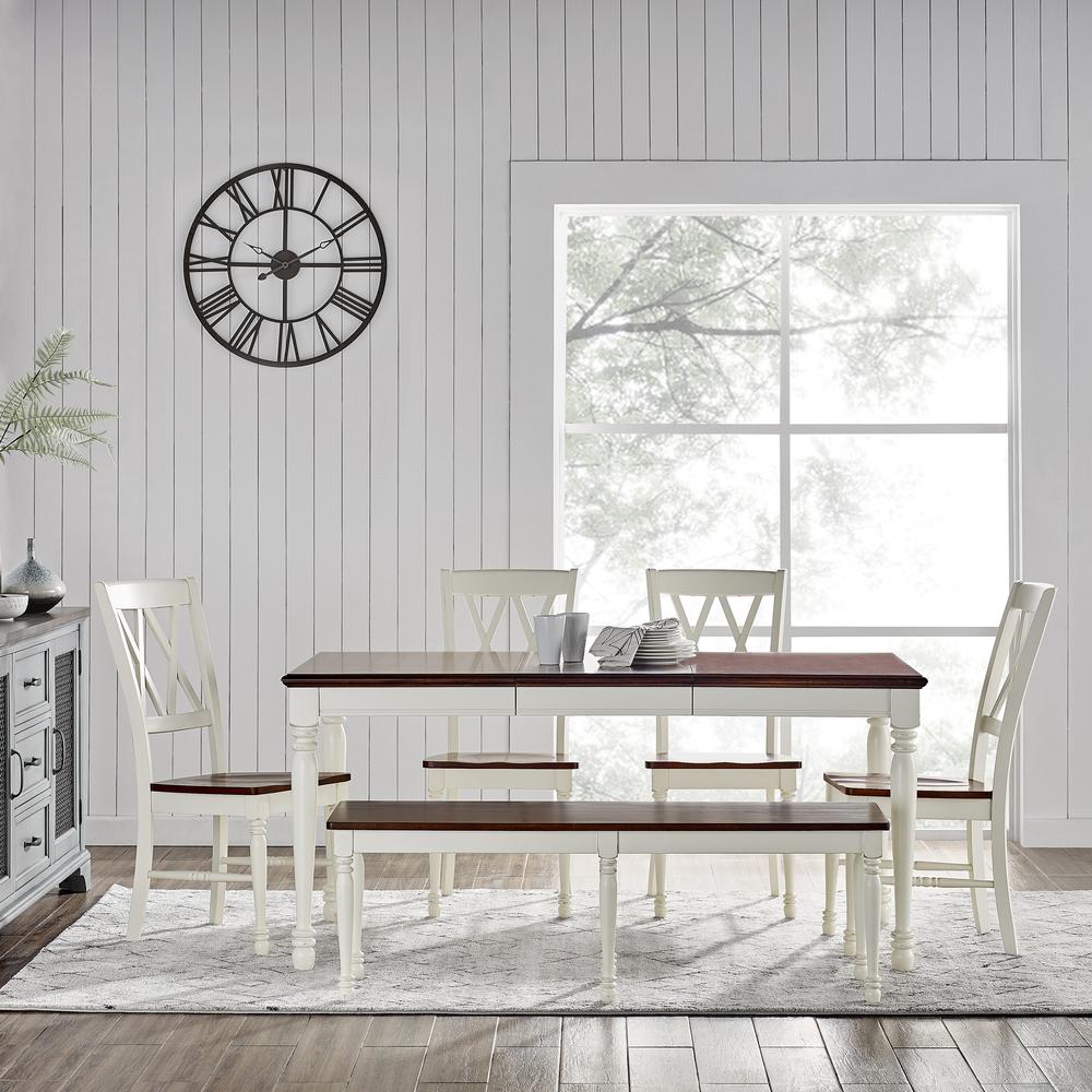 Shelby 6-Piece Dining Table Set For 7 - Table, Bench, & 4 Chairs