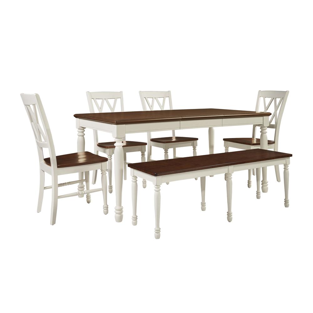 Shelby 6-Piece Dining Table Set For 7 - Table, Bench, & 4 Chairs