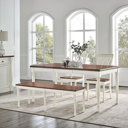 Shelby 4-Piece Dining Table Set For 5 - Table, Bench, & 2 Chairs