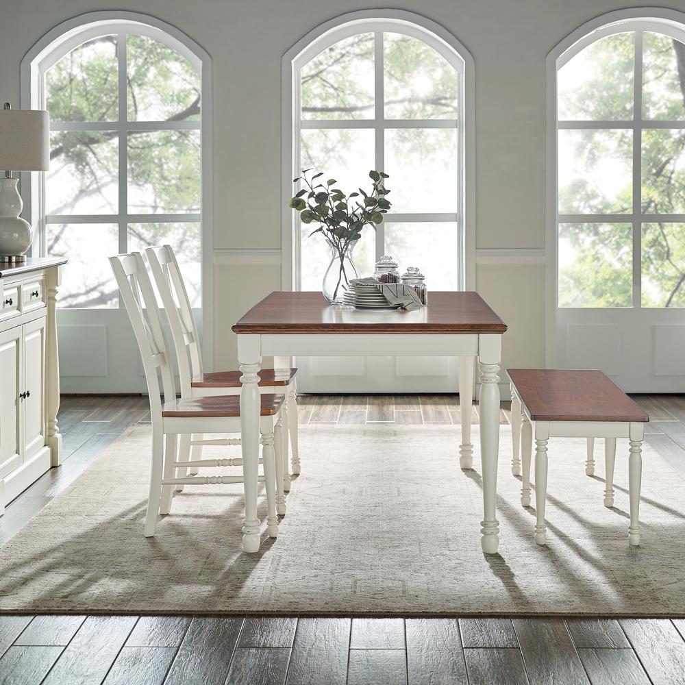 Shelby 4-Piece Dining Table Set For 5 - Table, Bench, & 2 Chairs