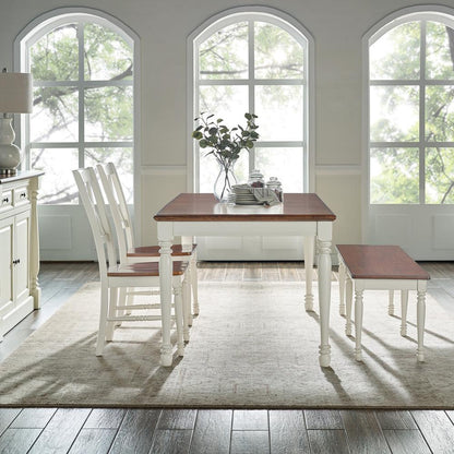 Shelby 4-Piece Dining Table Set For 5 - Table, Bench, & 2 Chairs