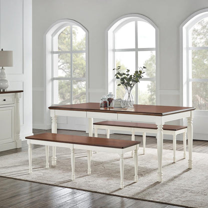 Shelby 3-Piece Dining Table Set For 6 - Table & 2 Benches