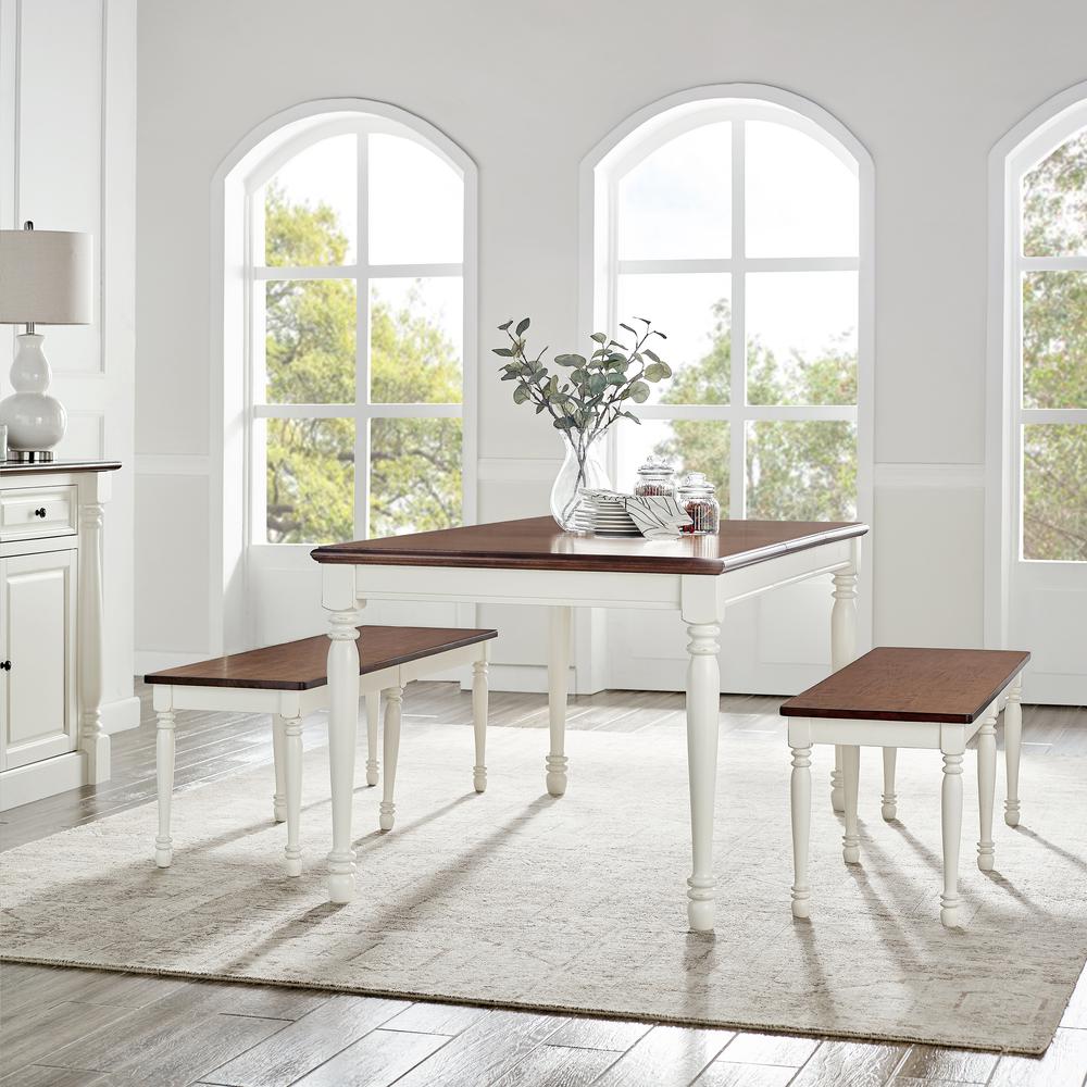 Shelby 3-Piece Dining Table Set For 6 - Table & 2 Benches