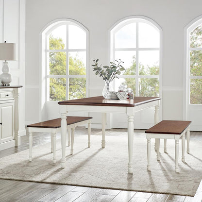 Shelby 3-Piece Dining Table Set For 6 - Table & 2 Benches