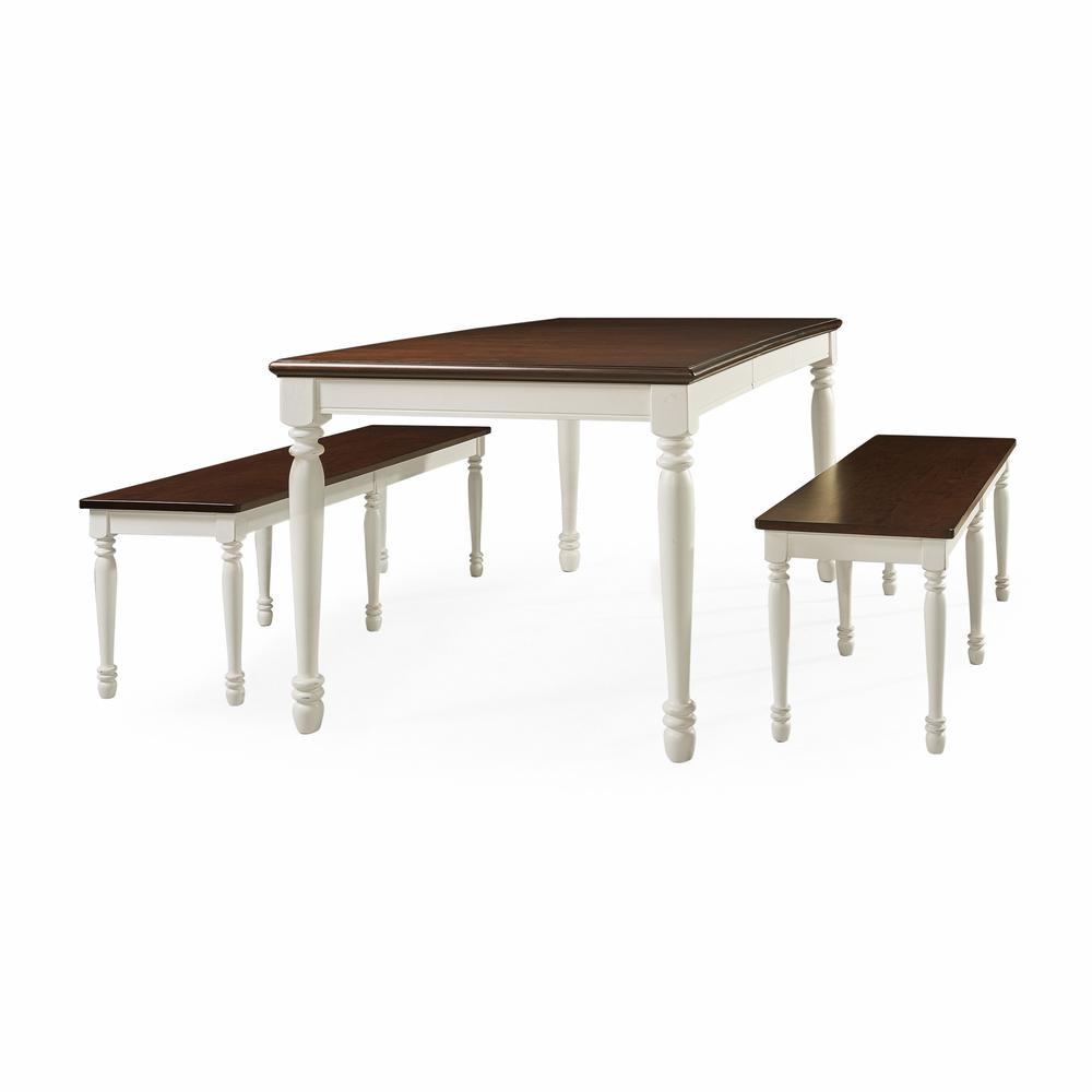 Shelby 3-Piece Dining Table Set For 6 - Table & 2 Benches