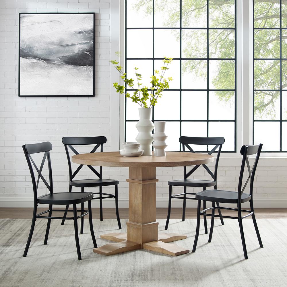 Joanna 5-Piece Round Dining Table Set W/Camille Chairs - Table & 4 Chairs