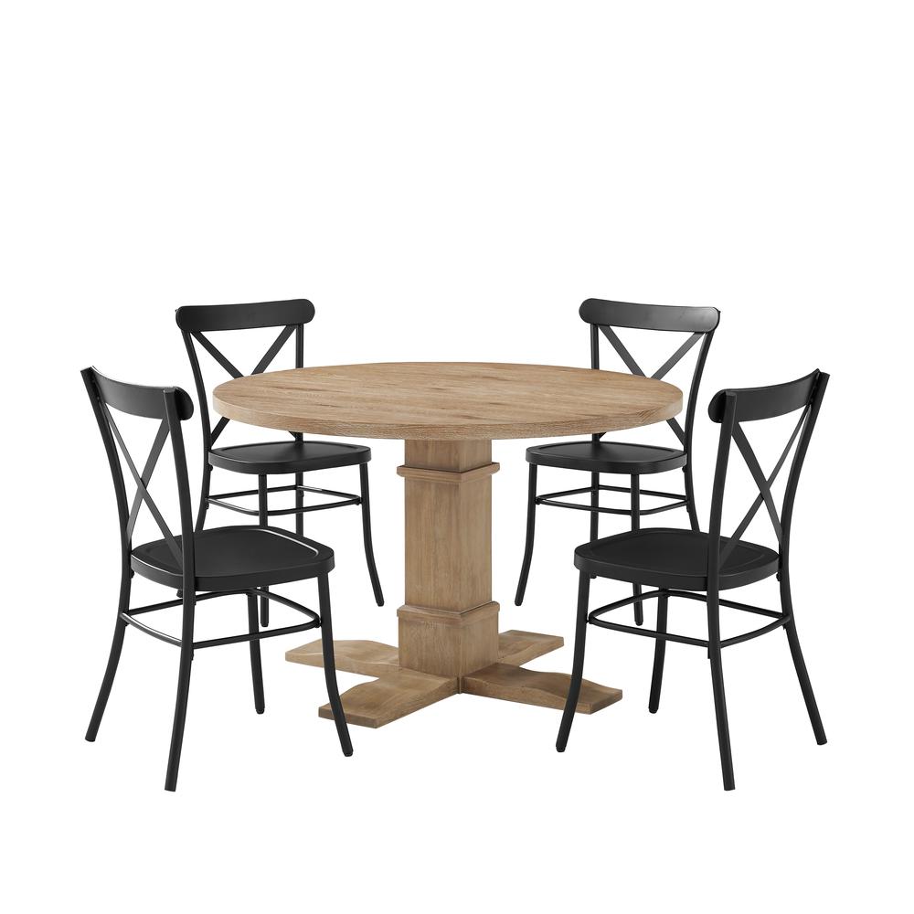 Joanna 5-Piece Round Dining Table Set W/Camille Chairs - Table & 4 Chairs