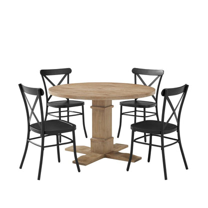 Joanna 5-Piece Round Dining Table Set W/Camille Chairs - Table & 4 Chairs
