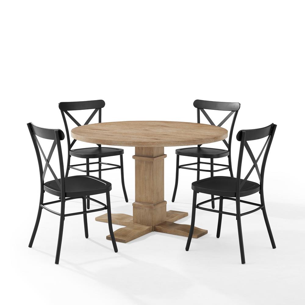 Joanna 5-Piece Round Dining Table Set W/Camille Chairs - Table & 4 Chairs