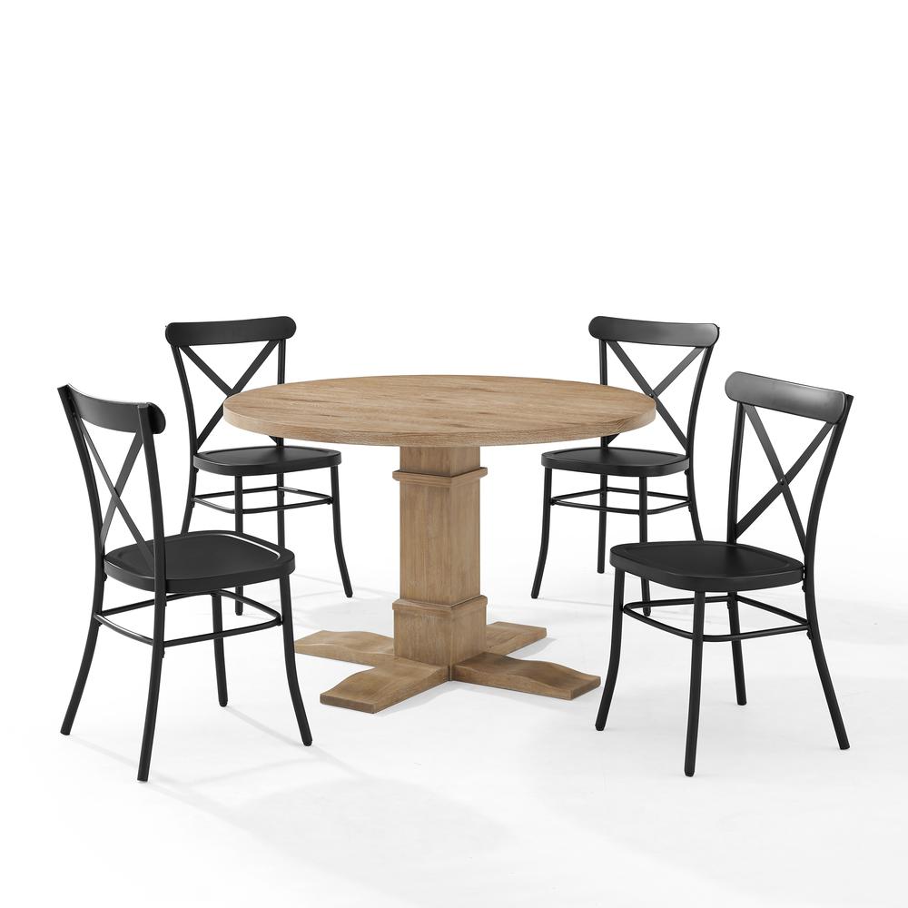 Joanna 5-Piece Round Dining Table Set W/Camille Chairs - Table & 4 Chairs