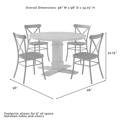Joanna 5-Piece Round Dining Table Set W/Camille Chairs - Table & 4 Chairs