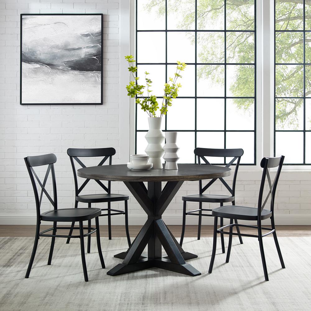 Hayden 5-Piece Round Dining Table Set W/Camille Chairs - Table & 4 Chairs