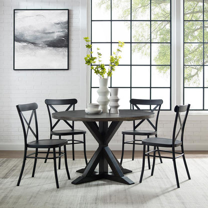Hayden 5-Piece Round Dining Table Set W/Camille Chairs - Table & 4 Chairs