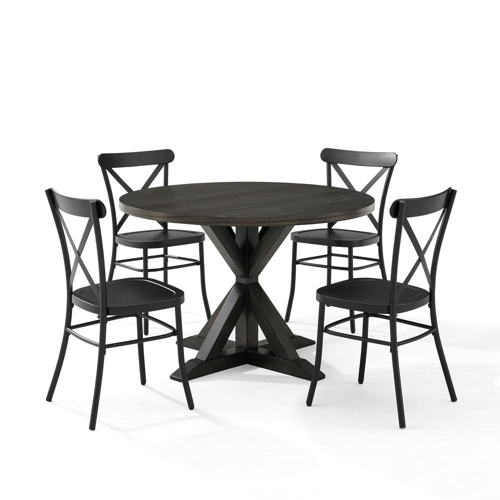 Hayden 5-Piece Round Dining Table Set W/Camille Chairs - Table & 4 Chairs