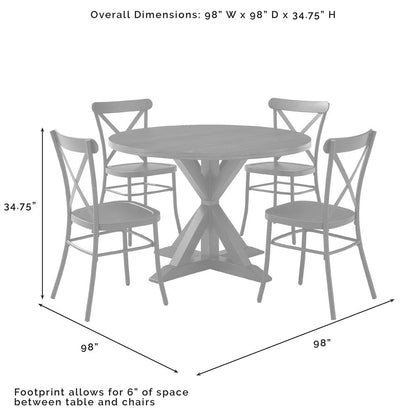Hayden 5-Piece Round Dining Table Set W/Camille Chairs - Table & 4 Chairs