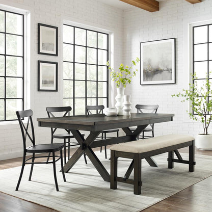 Hayden 6-Piece Dining Table Set For 7 W/Camille Chairs, Table, Bench, & 4 Chairs