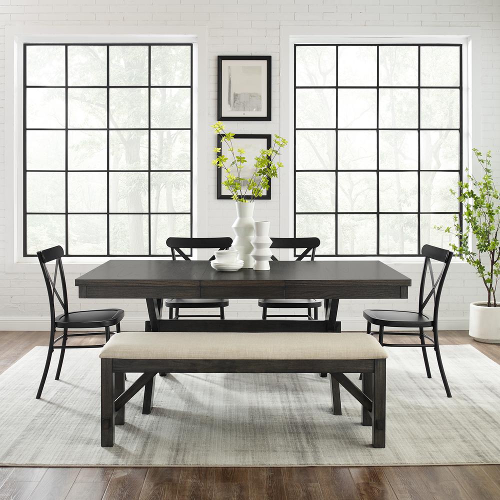 Hayden 6-Piece Dining Table Set For 7 W/Camille Chairs, Table, Bench, & 4 Chairs
