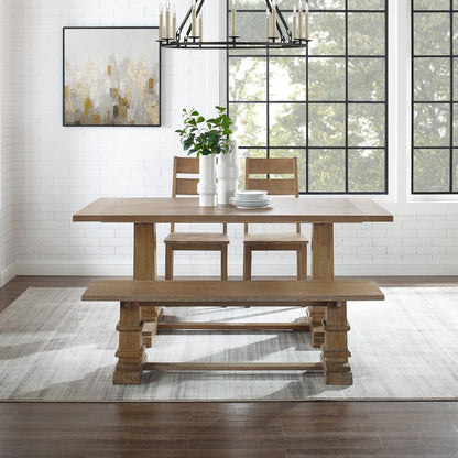 Joanna 4-Piece Dining Table Set For 5 - Table, Bench, & 2 Ladder-Back Chairs