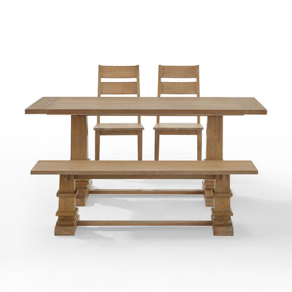 Joanna 4-Piece Dining Table Set For 5 - Table, Bench, & 2 Ladder-Back Chairs