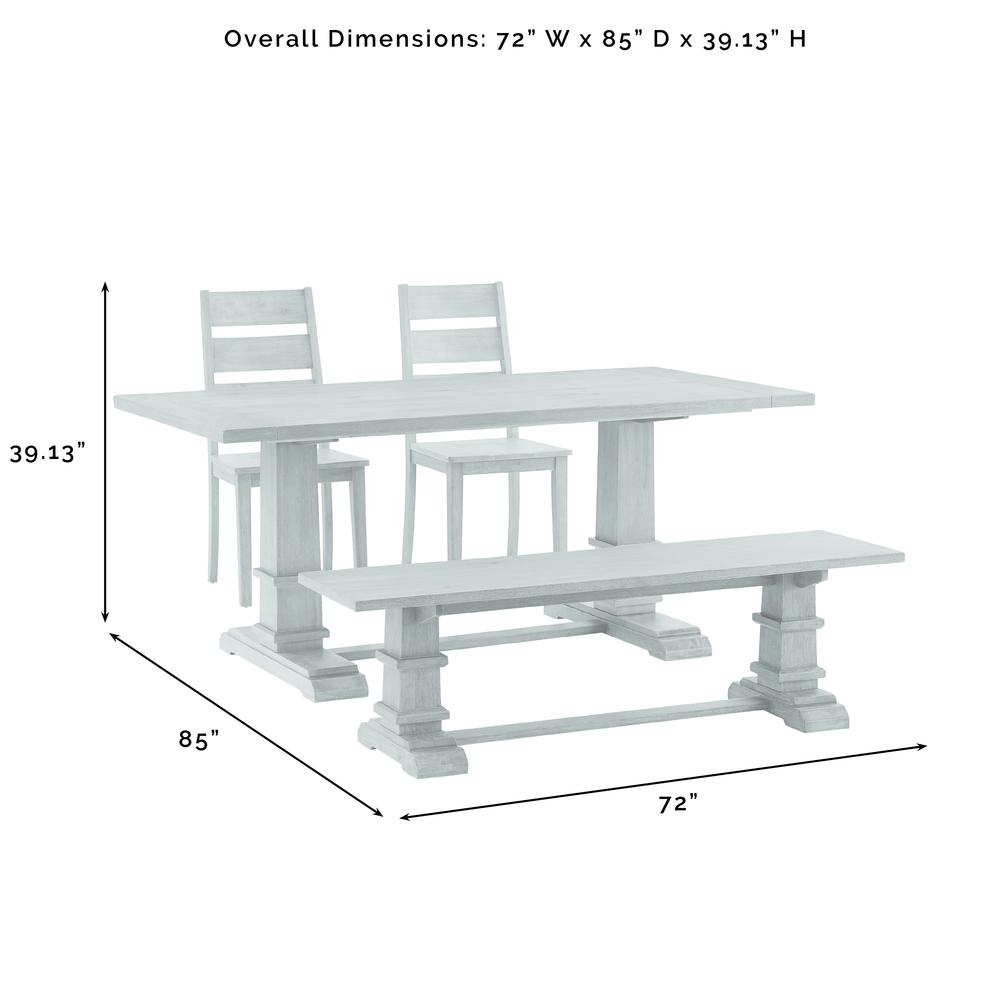 Joanna 4-Piece Dining Table Set For 5 - Table, Bench, & 2 Ladder-Back Chairs