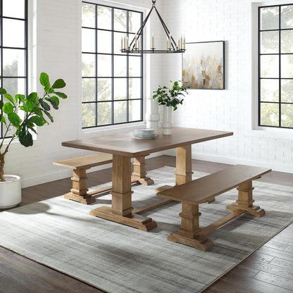 Joanna 3-Piece Dining Table Set For 6 - Table & 2 Benches